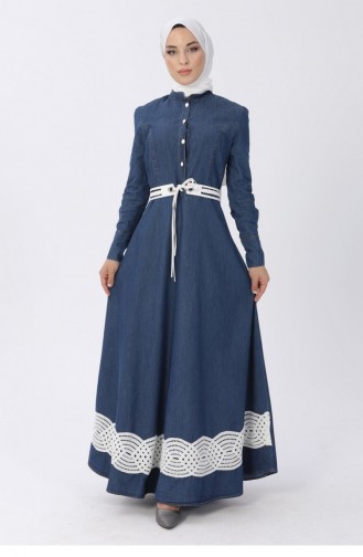 Dunkelblau Hijab Kleider 13556