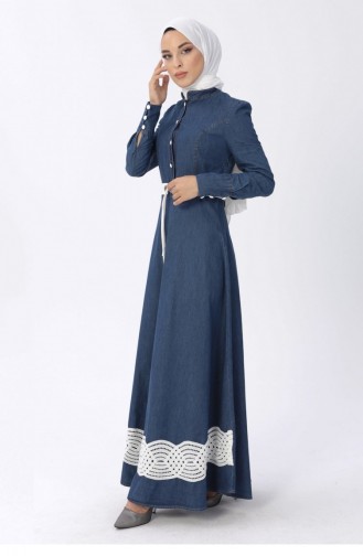Dunkelblau Hijab Kleider 13556
