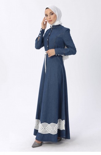 Dark Blue Hijab Dress 13556