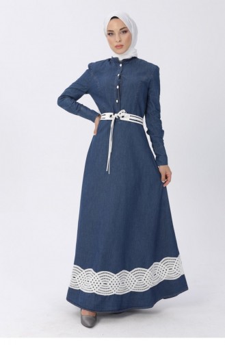 Dunkelblau Hijab Kleider 13556
