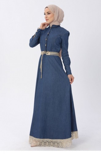 Dunkelblau Hijab Kleider 13557