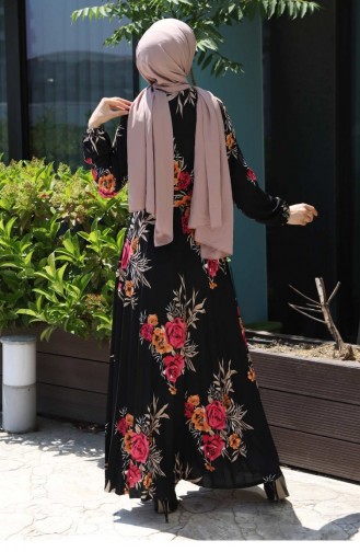 Çiçekli Pileli Elbise Pembe 14700