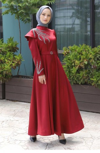 Claret red İslamitische Avondjurk 13646