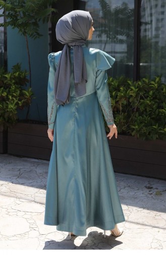 Mint Green Hijab Evening Dress 13648