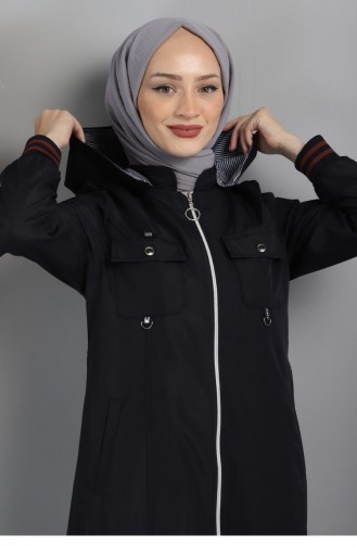 Fermuarlı Cepli Mont Lacivert 11002