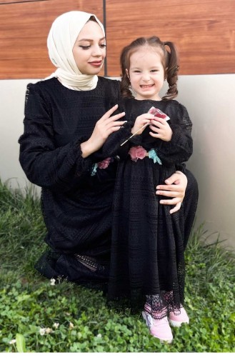 Schwarz Hijab Kleider 13758