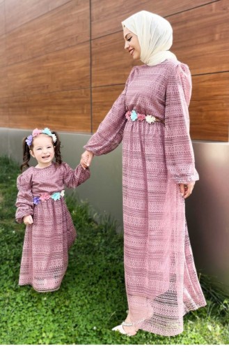 Beige-Rose Hijab Kleider 13759