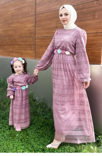 Robe Hijab Rose Pâle 13759