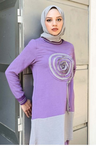 Desenli İkili Takım Mor 10635