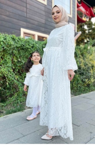 Dantelli Anne Elbise Beyaz 13303