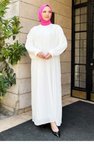 White Hijab Evening Dress 13789