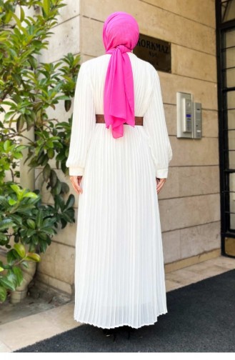 White Hijab Evening Dress 13789