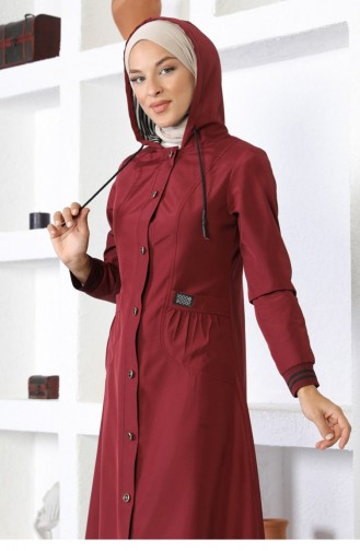 Claret red Trench Coats Models 13880