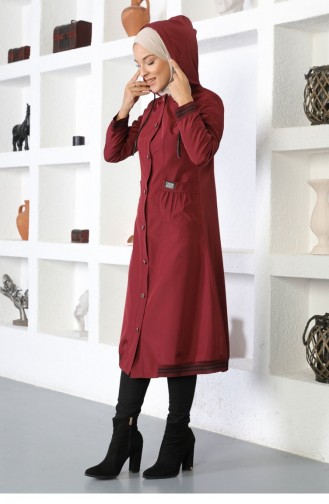 Claret red Trench Coats Models 13880