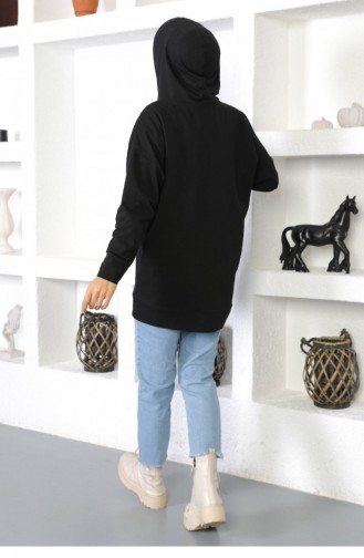 Kapşonlu Sweatshirt Siyah 6042