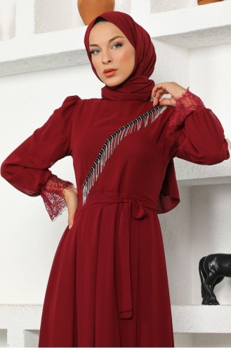 Weinrot Hijab-Abendkleider 13946