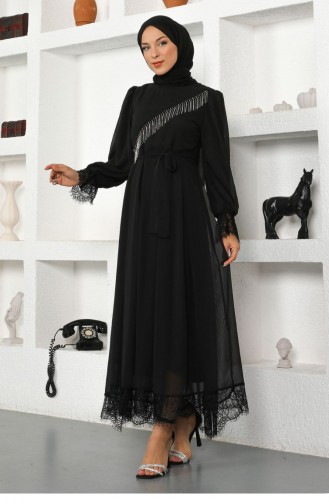 Black Hijab Evening Dress 13947