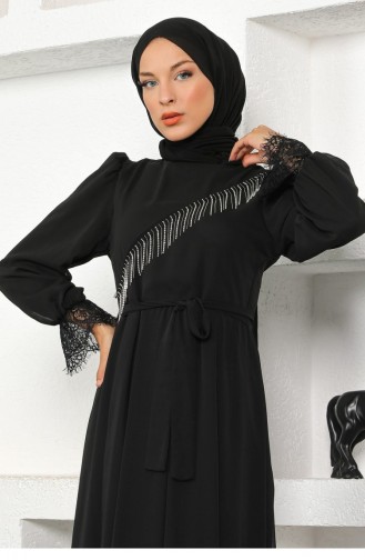 Black Hijab Evening Dress 13947