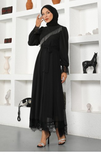 Black Hijab Evening Dress 13947