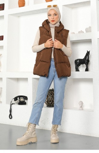 Boyfriend Şişme Yelek Kahverengi 9468