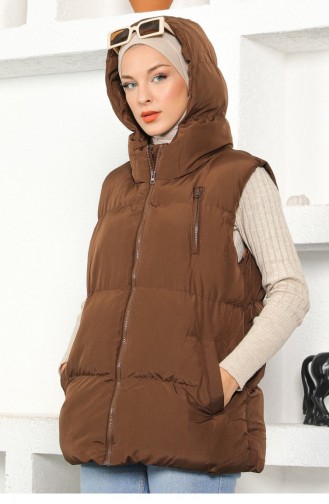 Boyfriend Şişme Yelek Kahverengi 9468