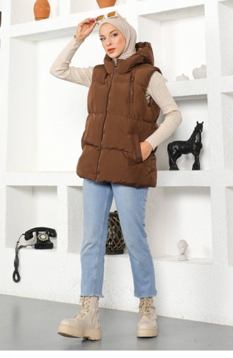 Boyfriend Şişme Yelek Kahverengi 9468