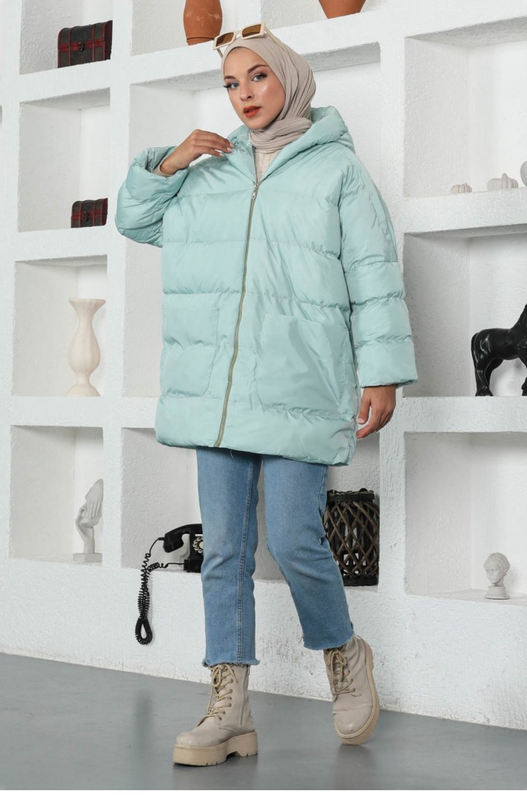 Mint green winter coat top