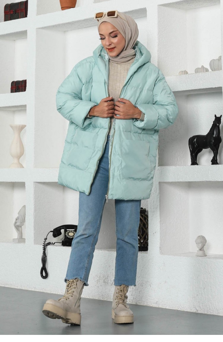 Mint green winter coat store