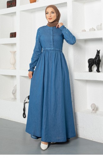 Hellblau Hijab Kleider 13989