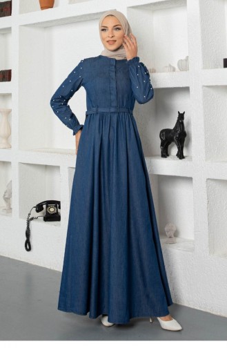 Dunkelblau Hijab Kleider 13990