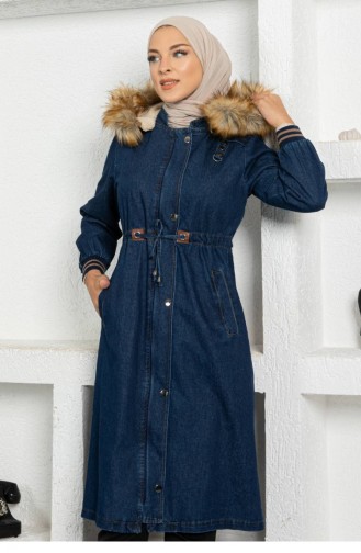 Manteau Bleu Jean Foncé 13996