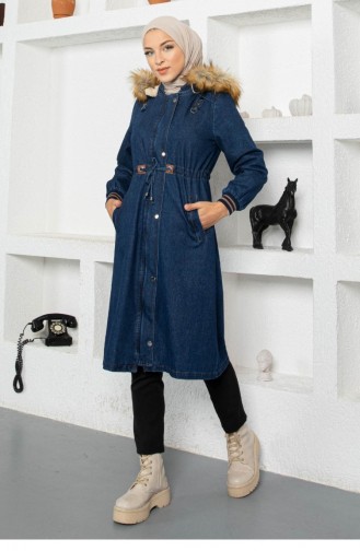 Manteau Bleu Jean Foncé 13996