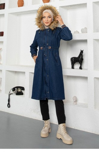 Manteau Bleu Jean Foncé 13996