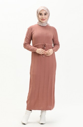 Beige-Rose Hijab Kleider 3030-02