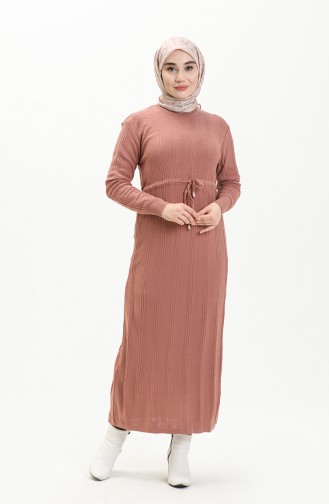 Beige-Rose Hijab Kleider 3030-02