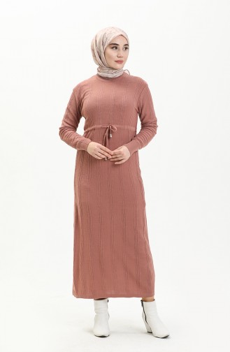 Beige-Rose Hijab Kleider 3030-02