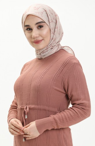 Beige-Rose Hijab Kleider 3030-02