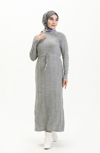 Robe Plissée à la Taille en Tricot 3030-03 Gris 3030-03