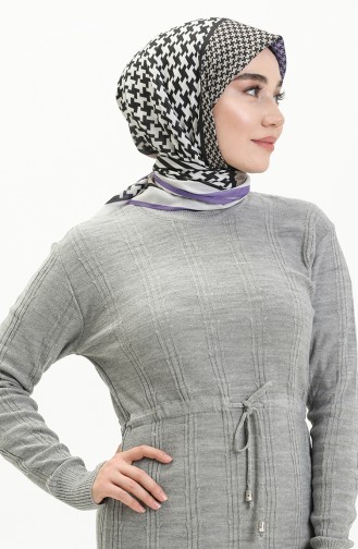 Robe Plissée à la Taille en Tricot 3030-03 Gris 3030-03