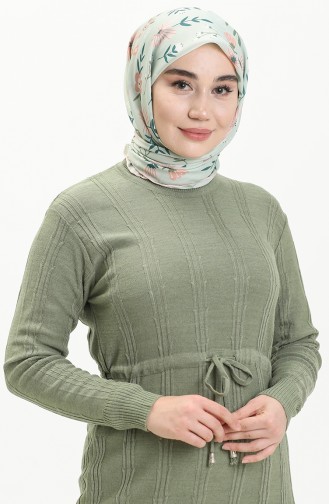 فستان تريكو شتوي 3030-04 أخضر عسكري 3030-04