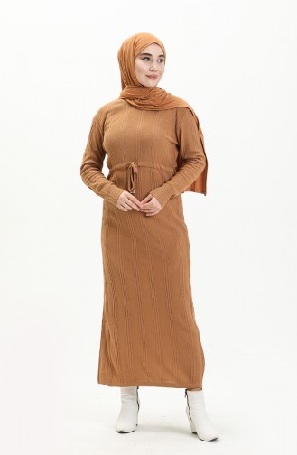 Milchkaffee Hijab Kleider 3030-07