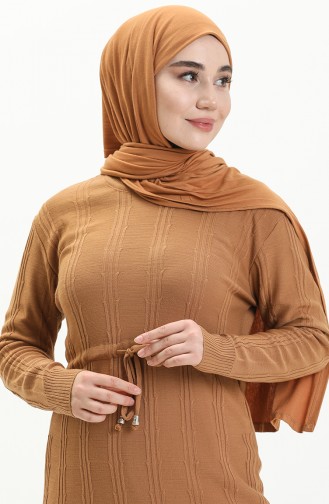 Milchkaffee Hijab Kleider 3030-07