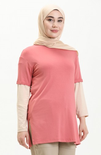 Tofisa T-shirt Basique 10806-02 Rose Pâle 10806-02