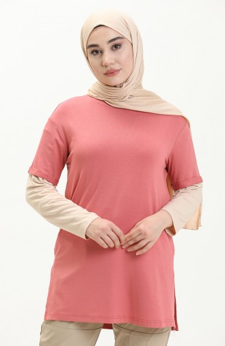 Tofisa T-shirt Basique 10806-02 Rose Pâle 10806-02