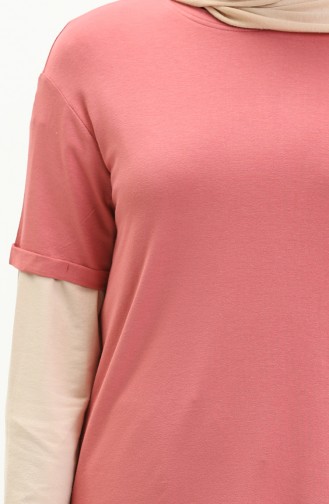 Tofisa T-shirt Basique 10806-02 Rose Pâle 10806-02