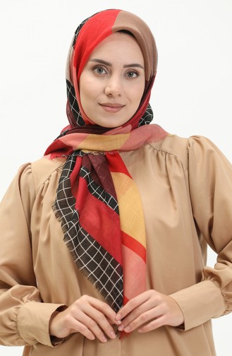 Patterned Scarf 13199-14 Claret Red Gray 13199-14