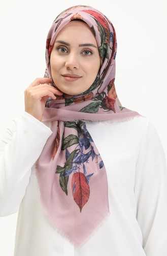 Çekme Cotton Eşarp 13204-12 Pudra Koyu Gül Kurusu