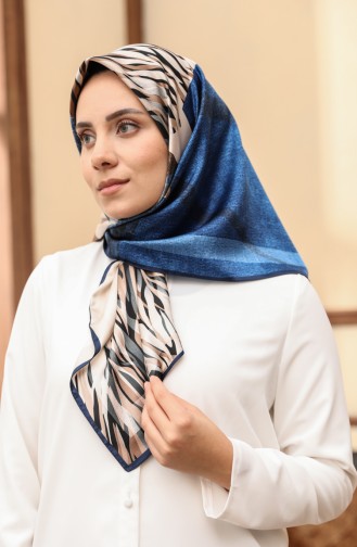 Karaca Rayon Scarf 80985-06 Navy Blue Cream 80985-06