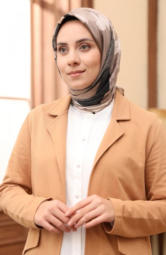 Karaca Rayon Kopftuch 80986-03 Steinfarben-Schwarz 80986-03