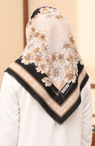 Karaca Wool Scarf 80987-07 Black Beige 80987-07